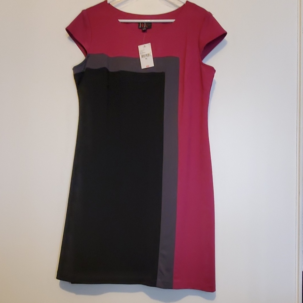Fushia color block dress